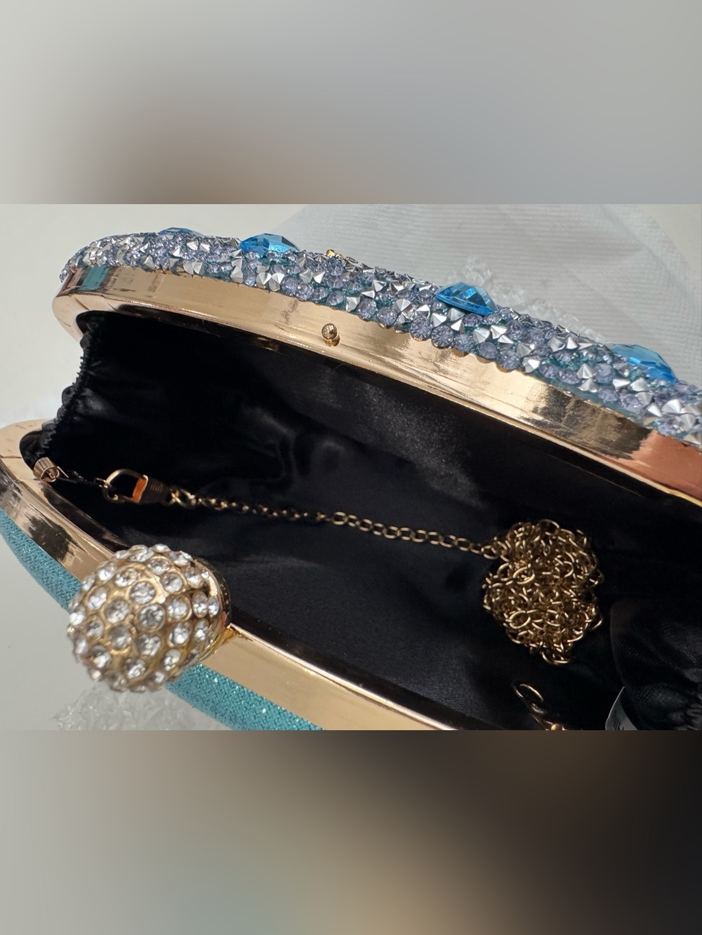 Baby Blue Rhinestone Clutch - Picture 2 of 3